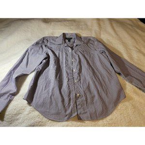 Ralph Lauren 100% Cotton Dress Shirt Mens Large purple stripes